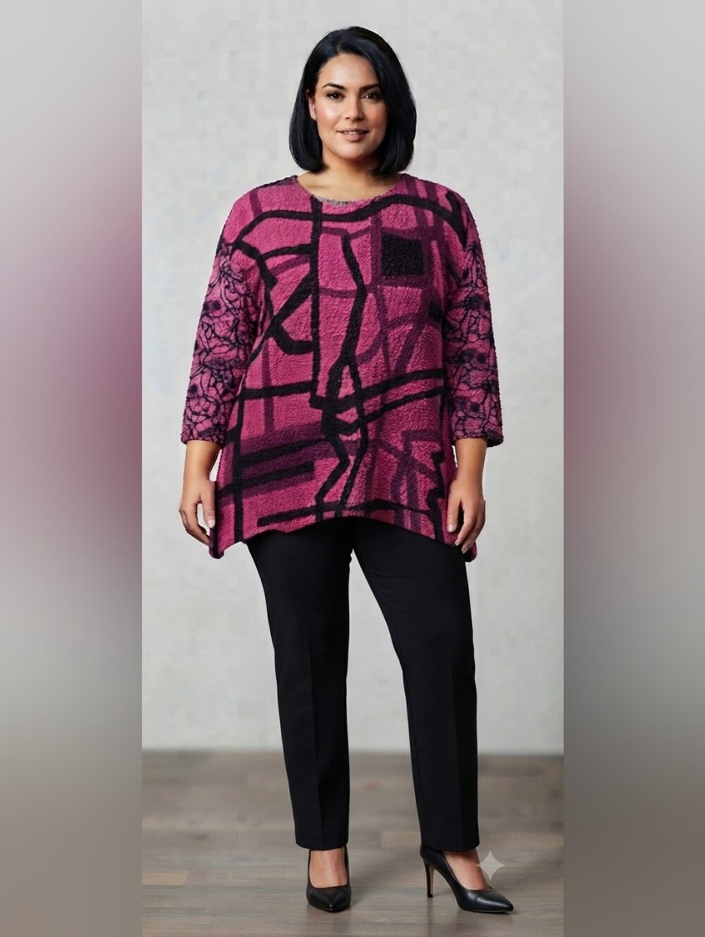 Berek Crinkle Abstract Top NWT